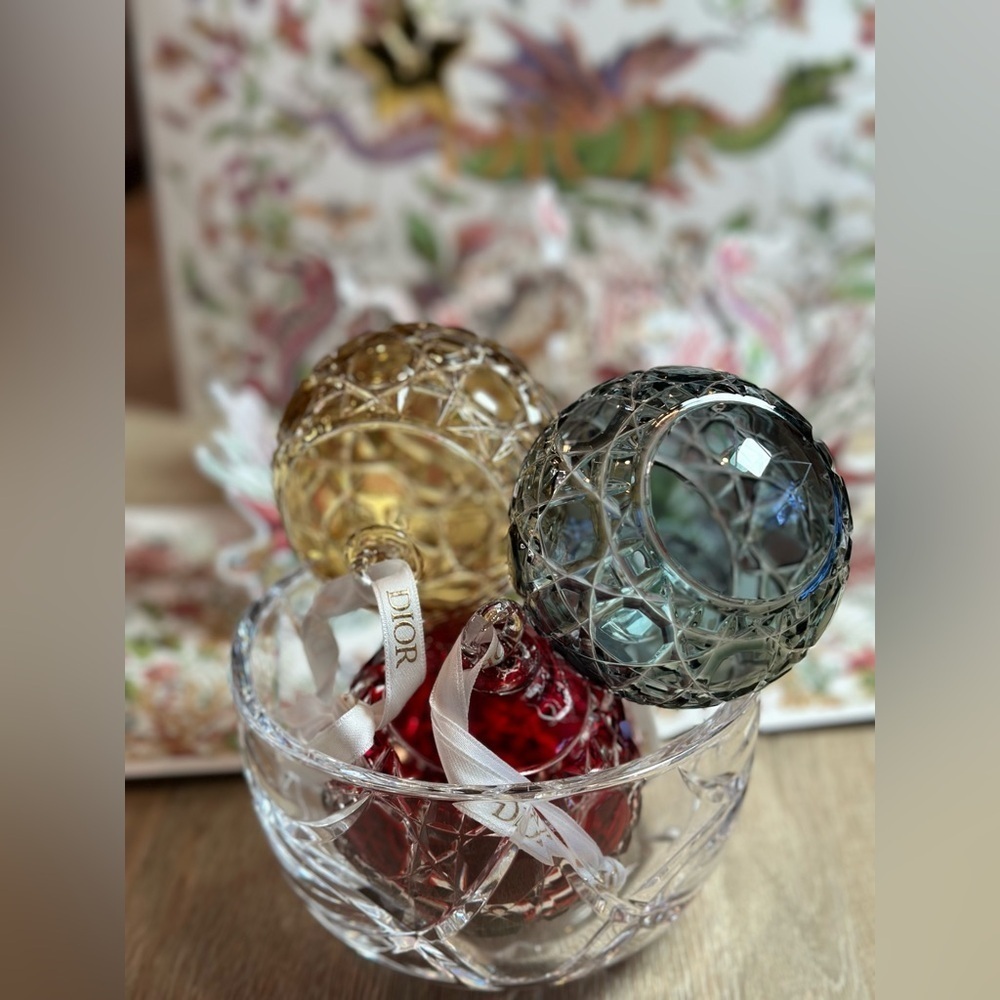 Dior Holiday Ornaments Set - Red, yellow,gray blue green 💯 Chrystal - Picture 12 of 13